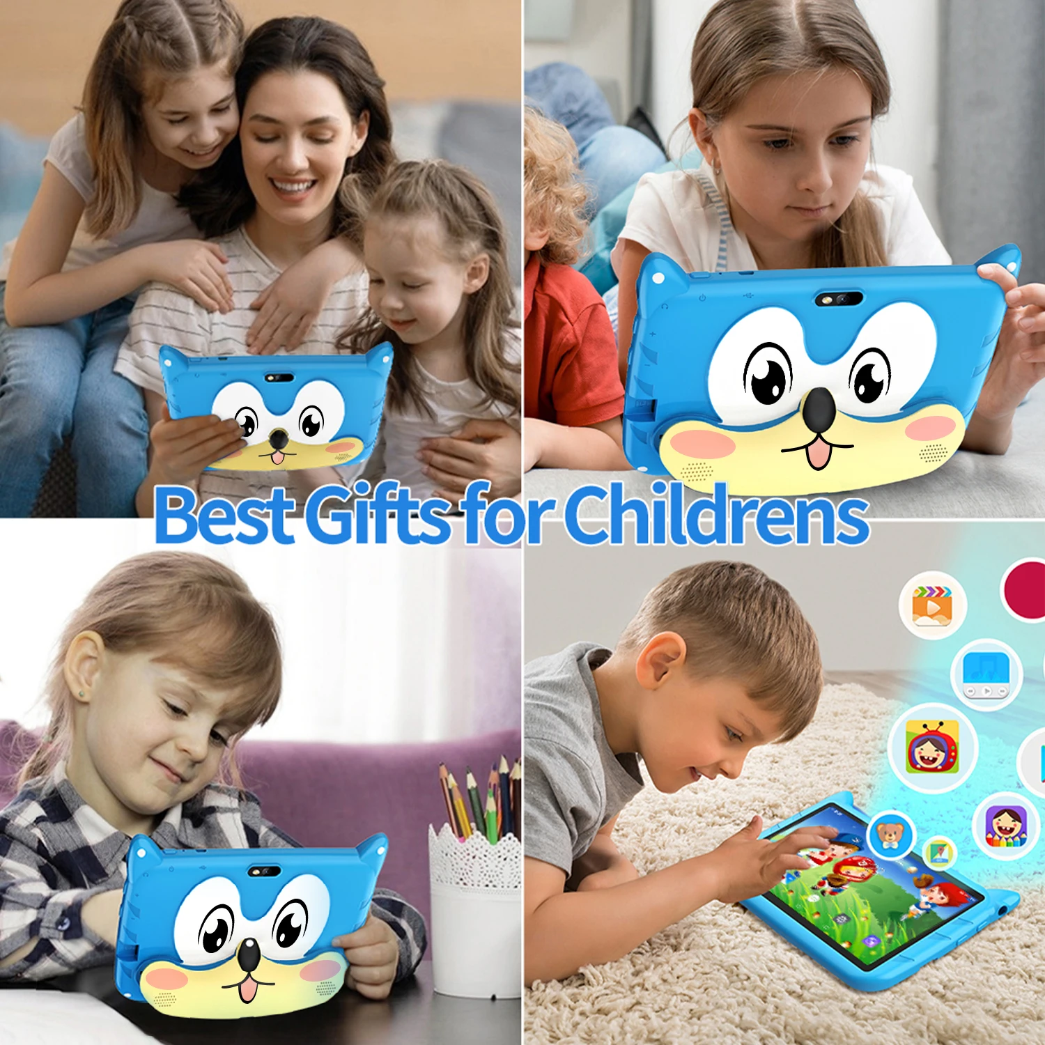 Tablet anak 7 inci, versi Global 5G WiFi Quad Core Tablet pendidikan Android PC 4GB RAM 64GB ROM hadiah anak-anak