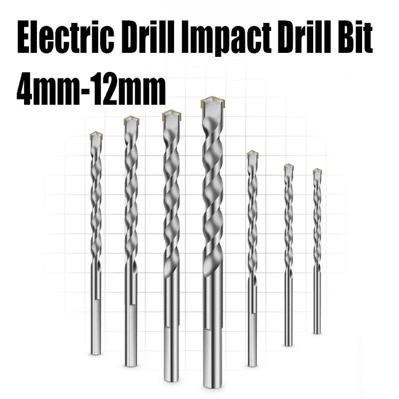 1/3/5PC 4mm-12mm Electric Drill Impact Drill Bit Carbide Drill Round/Triangle Shank For Ceramic Tile/Wall/Wood/Plastic Drilling