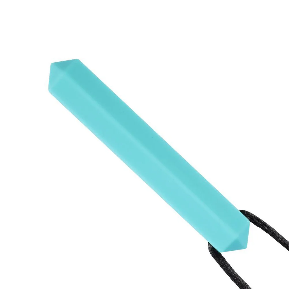 

1Pcs Baby Teething Necklace Silicone Molar Rod Pendant Sky-Blue Rope 80cm Safe Chew Relief Infant Gum Massage Teether
