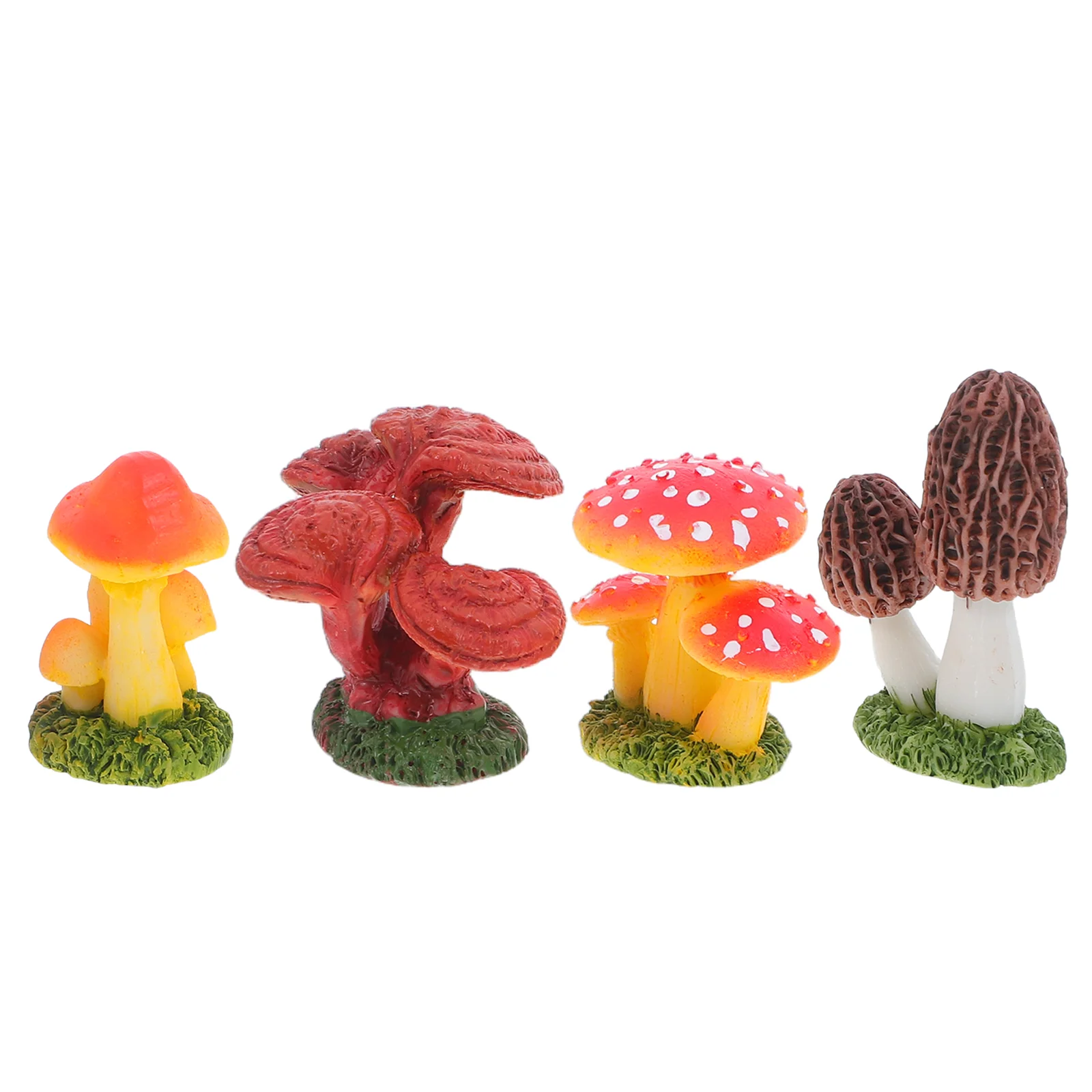 4 Pcs Realistic Simulated Model Mushrooms Resin Mini for Crafts Decorative Landscapes Succulent Gardens