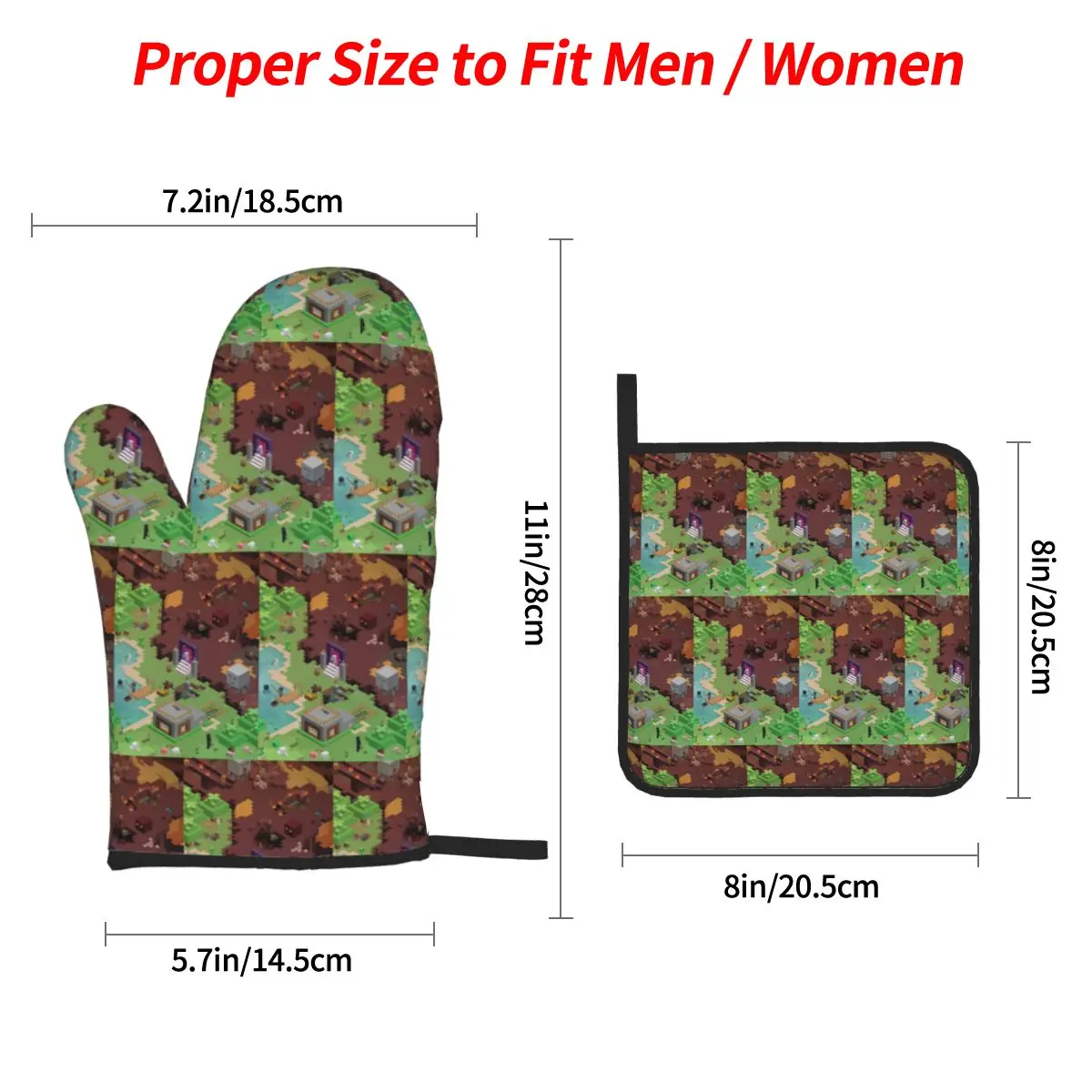 Exploring New Worlds Oven Mitts and Pot Holder Sets of 4 for Baking Kitchen Cooking Grilling Resistant Non-Slip Gloves