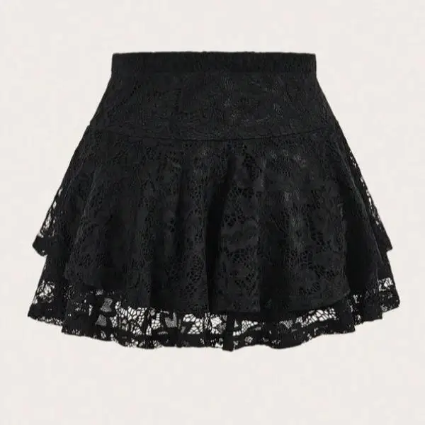 

Юбка миди с кружевными вставками и вышивкой, прямого кроя, с рукавами «летучая мышь» из ПВХ-ткани, для женщин среднего возраста