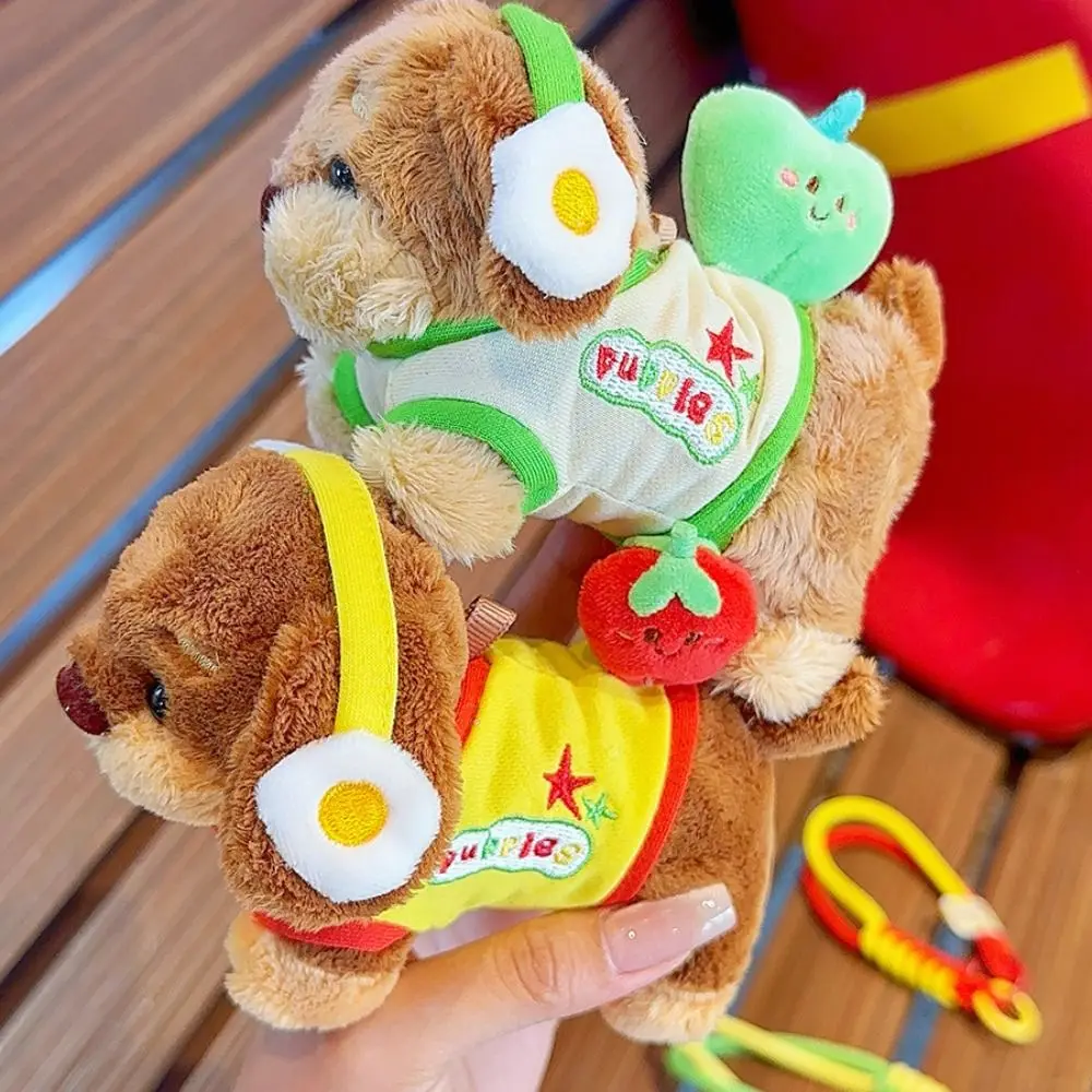 Pluizige teckel pluche hond sleutelhanger zachte sieraden puppy autosleutelhanger cartoon collectie dier puppy poppen sleutelhanger