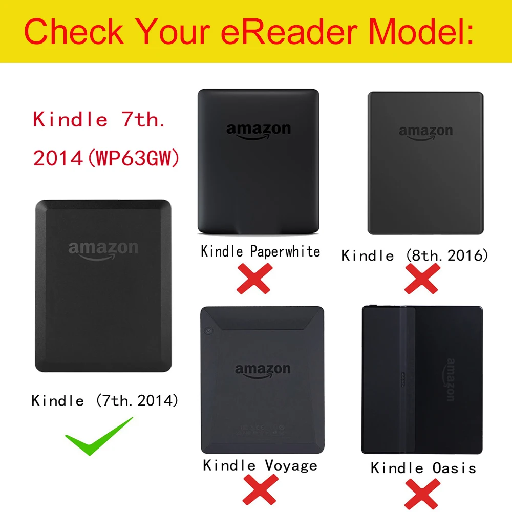 Etui Funda do Amazon Kindle 2014 (7. generacji), model WP63GW, inteligentne etui o przekątnej 6 cali, cienkie, składane, ochronne, z twardą tylną obudową. — zdjęcie produktu 2