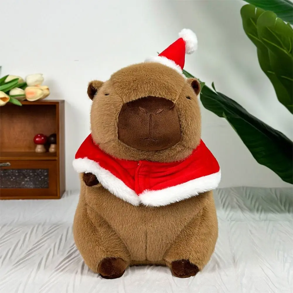 Dress Up Christmas Capybara Plush Doll Festival Simulation Capybara Plush Toy Soft Cartoon Capibara Fluffty Doll Christmas Toy