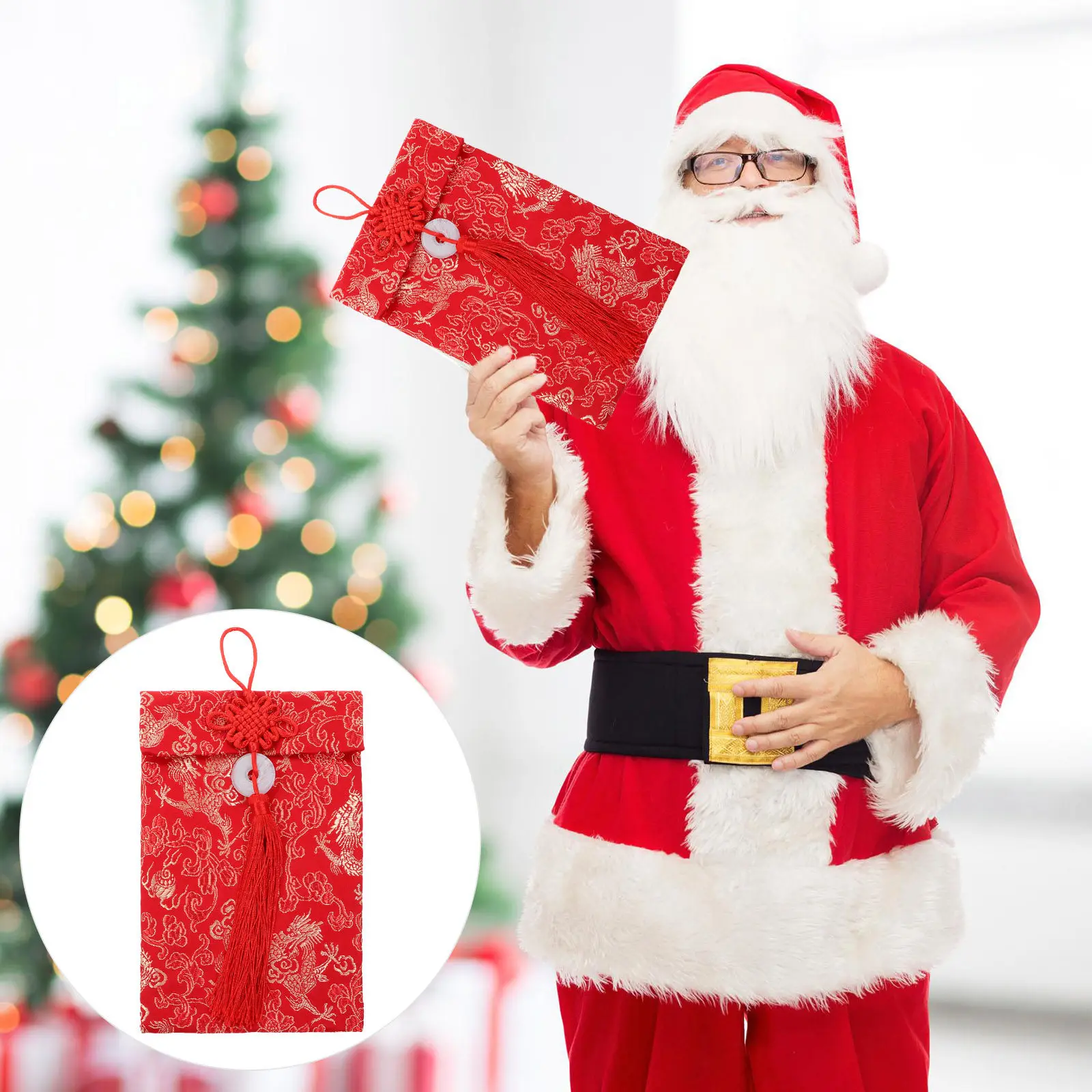 

Red Brocade Envelope Gold Stamping New Year Money Packet Christmas Party Gift Money Pouch Red Packet Festival Favor