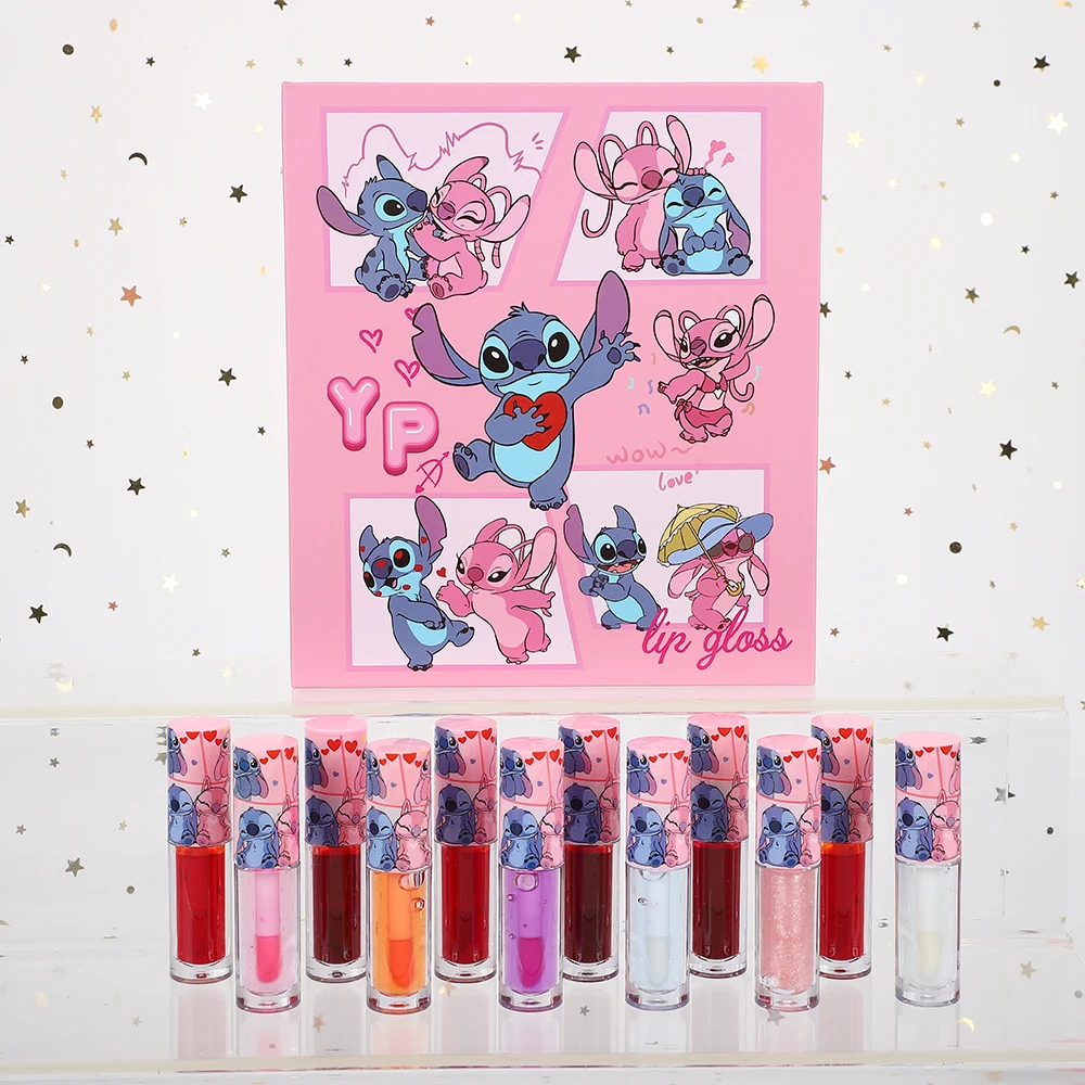 12Pcs Cute Cartoon Lip Gloss Set Shiny Lip Tint Moisturizing Waterproof Liquid Lipstick Lips Cosmestic Party Favors Gifts