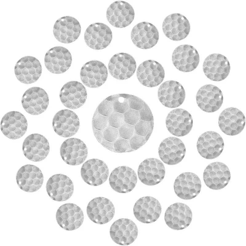 

1 коробка, 40 шт., штамповочные заготовки, круглые, из нержавеющей стали, посеребренные, текстурированные, сотовые, пустые подвески, плоская монета, бирка, дисковые подвески