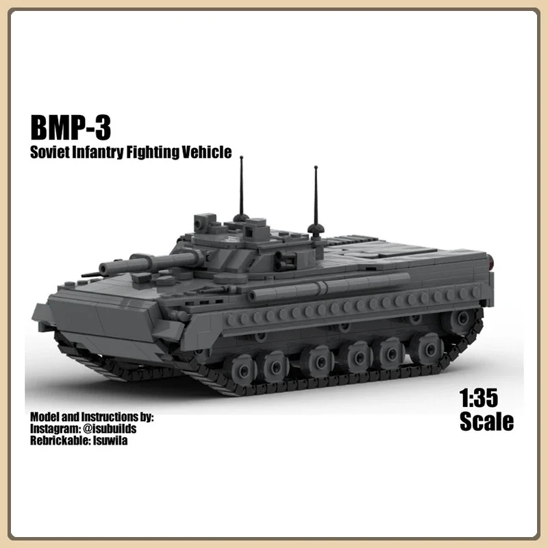 

MOC- 173206 Строительные блоки BMP-3, модель танка, военная серия, креативный подарок, набор строительных блоков-головоломка