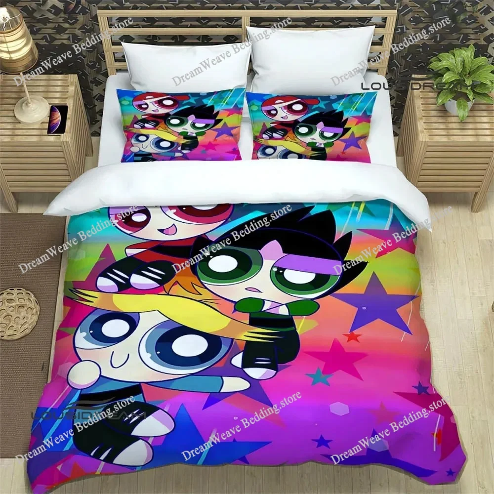 

3D P-Powerpuff-Girls Cartoon Bedding Sets Exquisite Bed Supplies Set Duvet Cover Comforter Set Bedding Set Luxury Birthday Gift