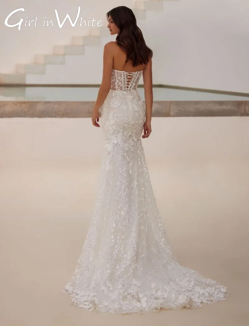 Vestido de novia personalizado de sirena con hombros descubiertos, Apliques de encaje, vestido de novia de manga larga con espalda descubierta, vestidos de novia