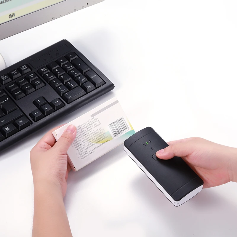 Mini scanner di codici a barre tascabile Bluetooth wireless 2D QR 1D YK-P2000 per verifica codici a barre in inventario POS