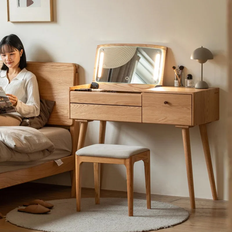 خزائن خشبية أدراج طاولة الغرور مرآة ماكياج كرسي منضدة الزينة طويل القامة خمر مستحضرات التجميل Penteadeira أثاث ما بعد الحداثة