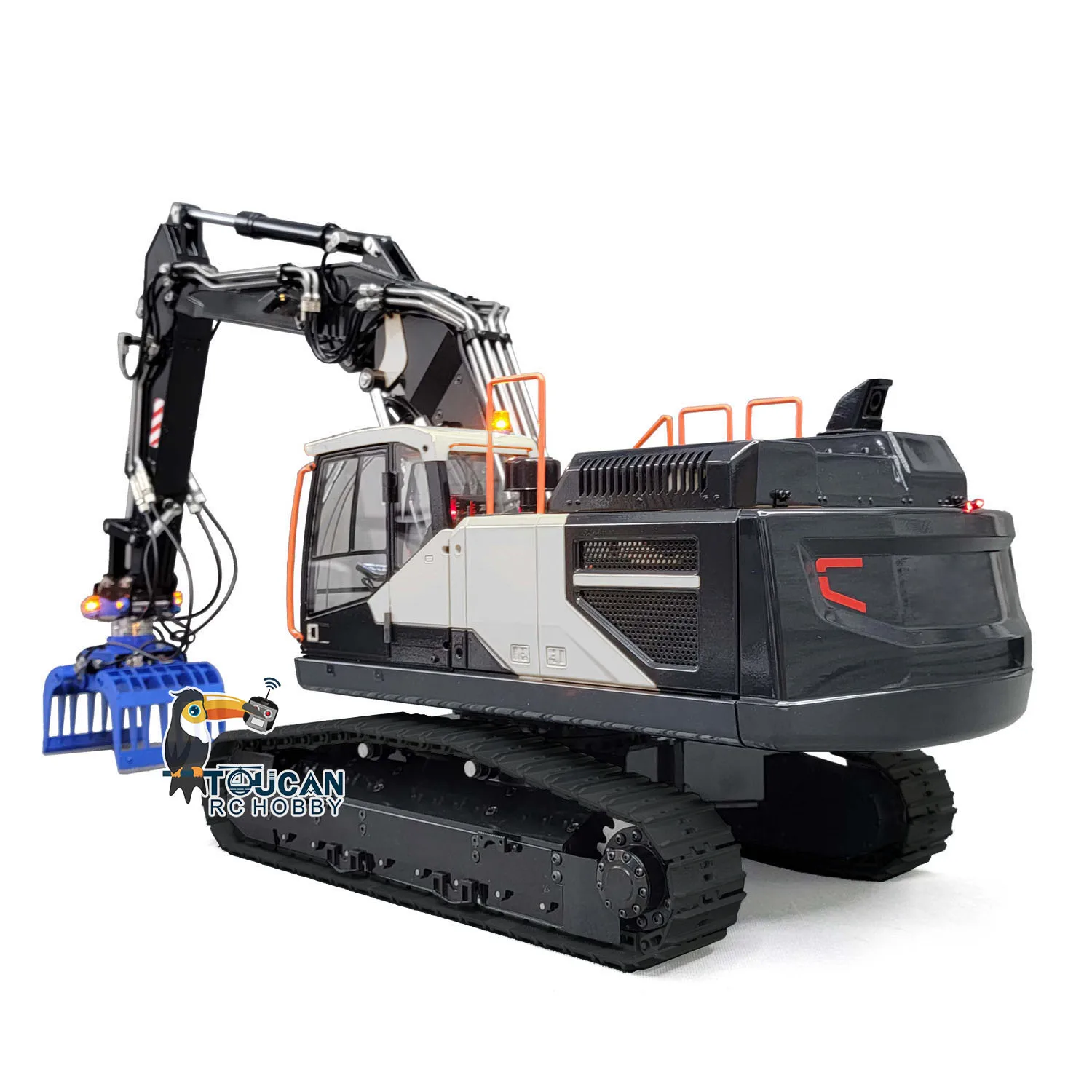 MTM 1/14 RC รถขุดไฮดรอลิก EC380 โลหะติดตาม 3 แขนไฟรีโมทคอนโทรล Digger Toucan ของเล่นรุ่น TH22510