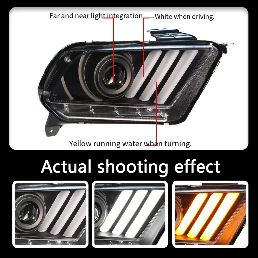 

Auto Headlights For Ford Mustang 2010-2014 LED Car Front Lamps Assembly Upgrade Streamer Turn Light Projector Lens Accessories