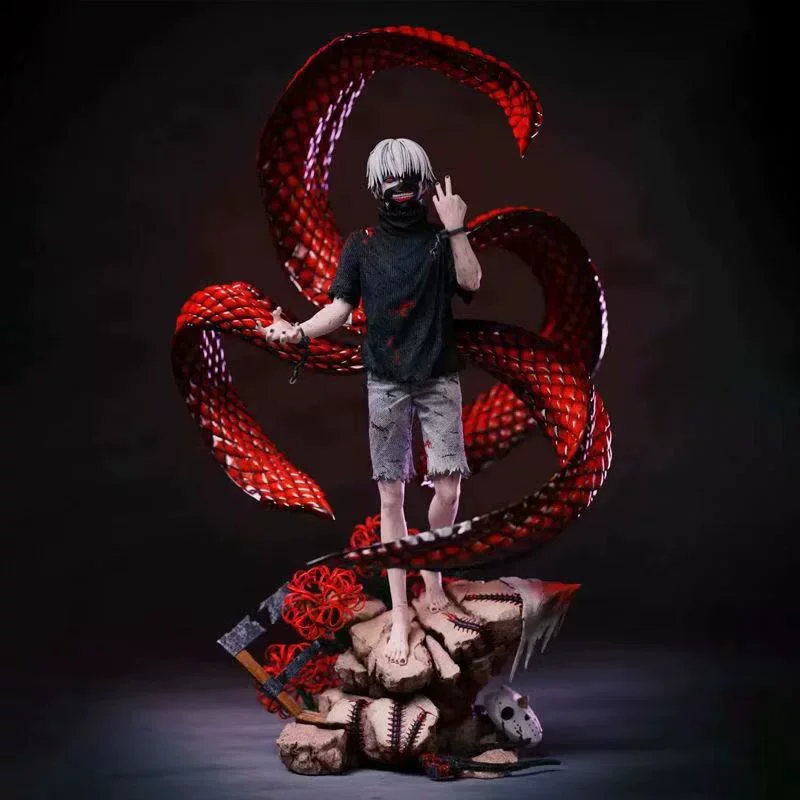 

35cm Tokyo Ghoul Kaneki Ken Action Figure Double Head Statue Anime Periphery Model Ornament Desktop Collect Toy Doll Boy Gifts