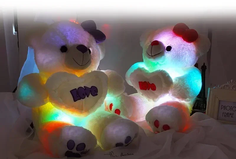 80cm Light Soft Stuffed animals Bluetooth Music Glow Teddy Hug Bear Pillow Doll children Birthday Christmas Gift