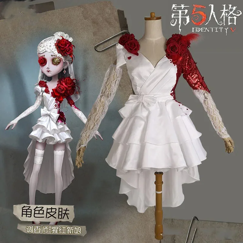 

NEW Anime Identity V Vera Nair Scarlet Bride Flower Wedding Suit Elegant Dress Cosplay Costume Halloween Costumes for Women Set