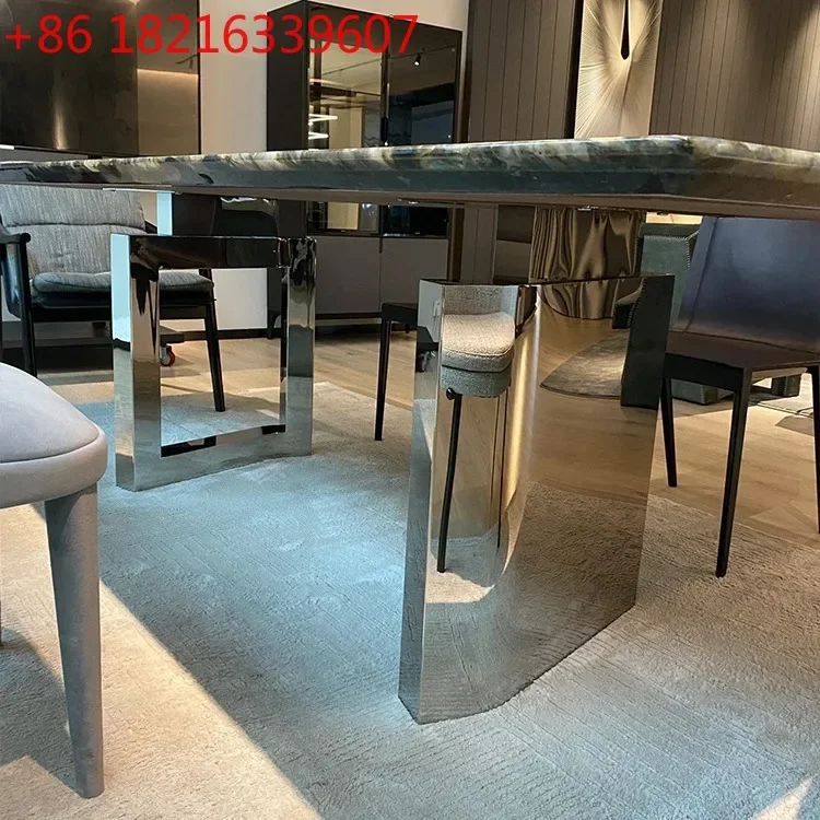 YAO sapphire natural marble rectangular high-end light luxury restaurant natural luxury stone dining table