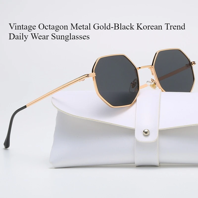 

Vintage Octagon Metal Sunglasses for Women Fashion Polygon Goggle Korean Trend Daily Wear Gafas