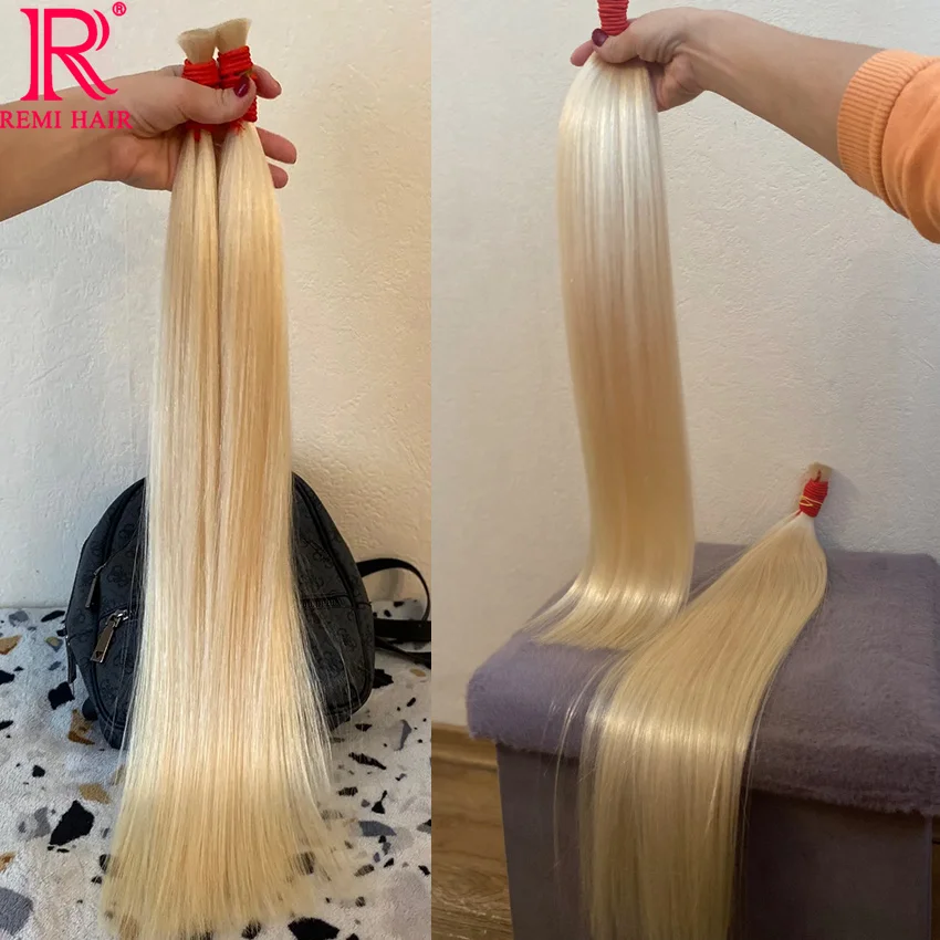 613 Real Human Hair Extensions no Weft Honey Blond Hair Bulk Vietnamese Virgin Crochet Hair Straight Weaving Hair for Braiding