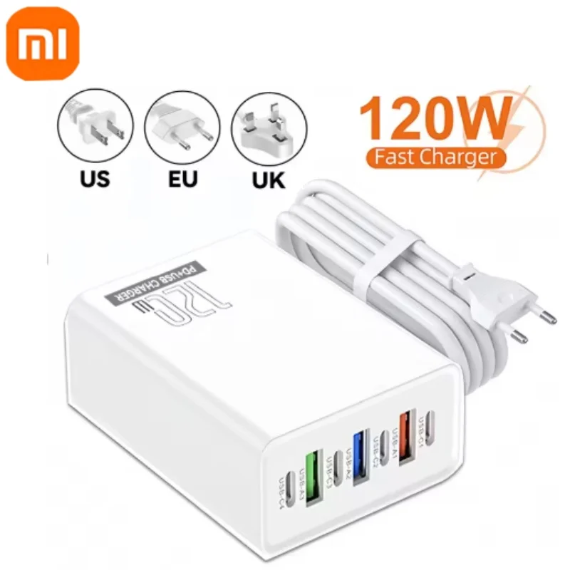 Xiaomi 120 واط 4USB C + 3USB شاحن الهاتف المكتبي شحن سريع محطة الطاقة USB مهايئ شاحن للهاتف أندرويد هواوي اللوحي