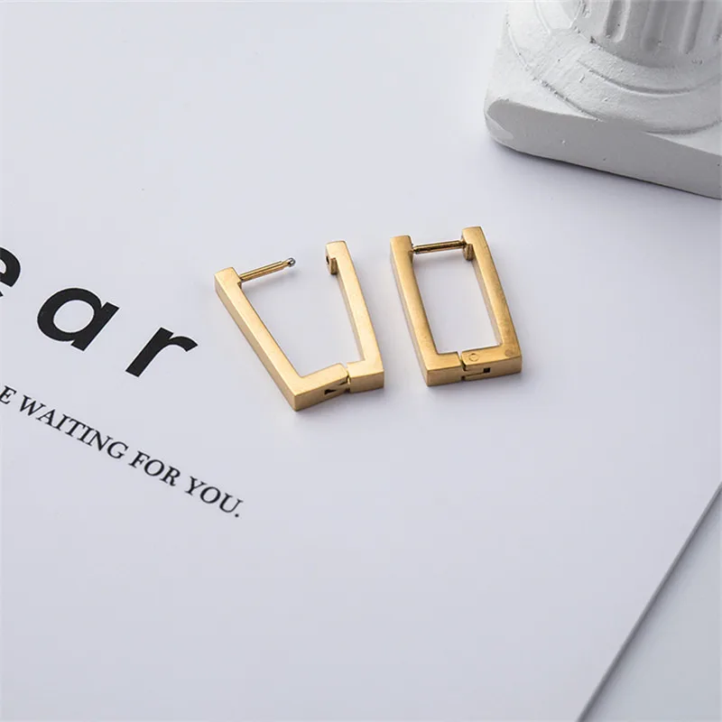 Fashion Minimalist Square Hoop Earring For Women Girls Ear Huggie Rectangle Hoops Dangle 2024 Trendy Jewelry Gifts