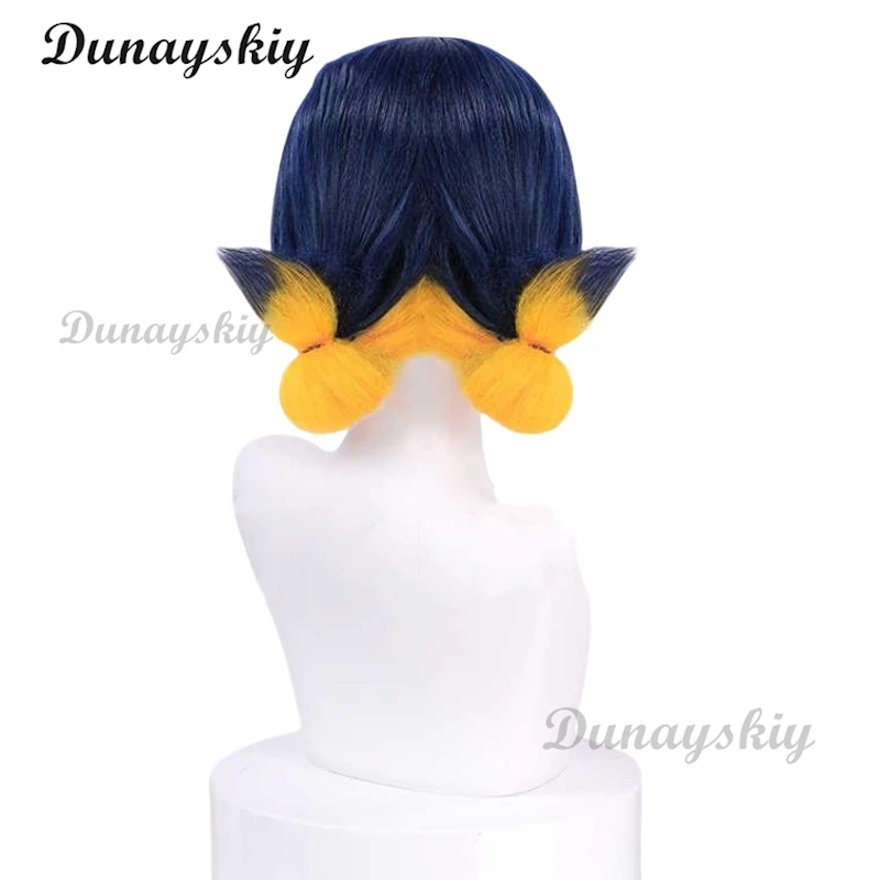 أنيمي كيريكو شعر مستعار تأثيري مختلط اللون كيريكو الباروكات القوس دبوس الشعر قناع مقاومة للحرارة الاصطناعية الشعر حفلة كوس الباروكات الدعائم غطاء شعر مستعار