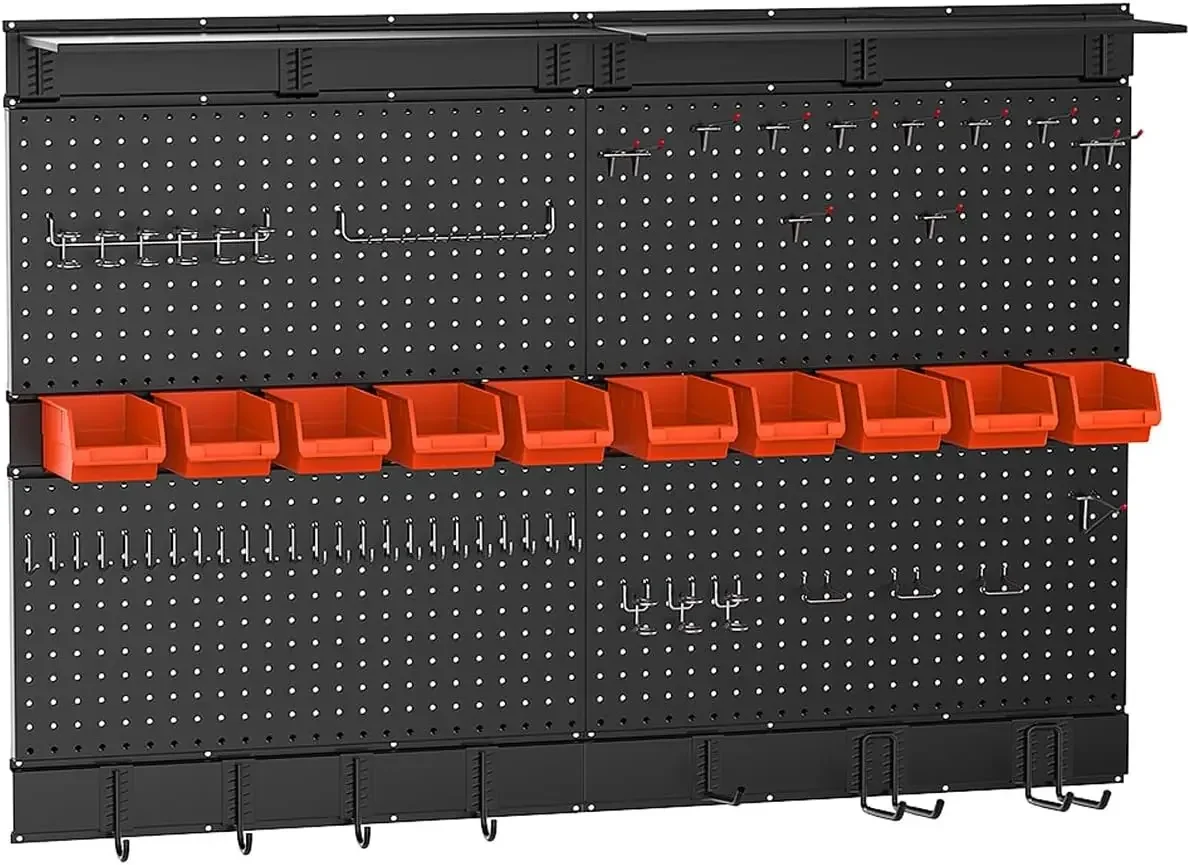 for Black Pegboard Wall Organizer, 48X 36 inch for Garage Storage with Hooks, Storage Bins, Tool Panel Organizer, 72pcs