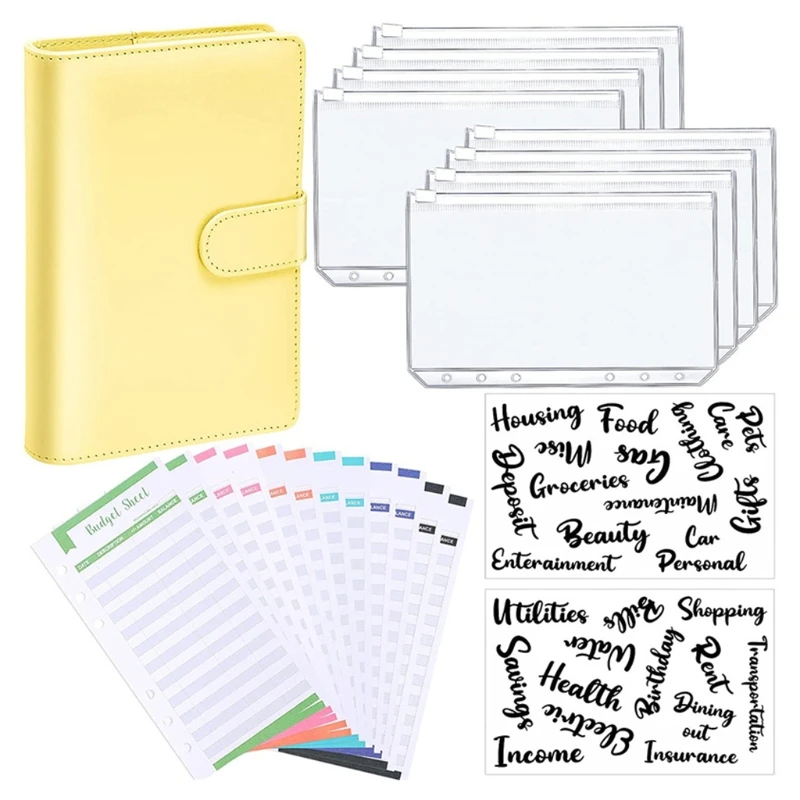 PU Leather Notebook Binder Budget Planner Set Manage Things Money Effortlessly for Storing Pen Passports