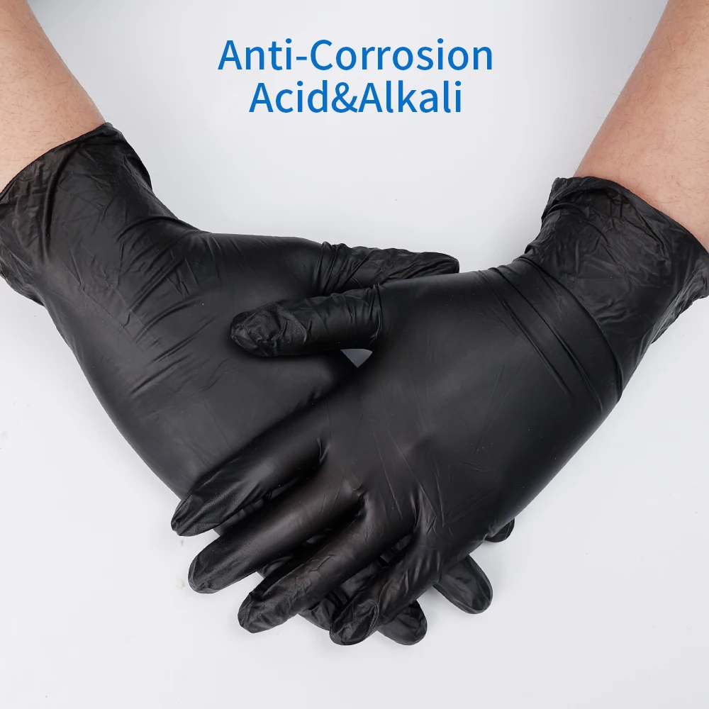 20/4Pcs Nitrile Disposable Gloves Black Food Grade Kitchen Gloves Waterproof Latex Free Cleaning Car Repairing Laboratory Gloves