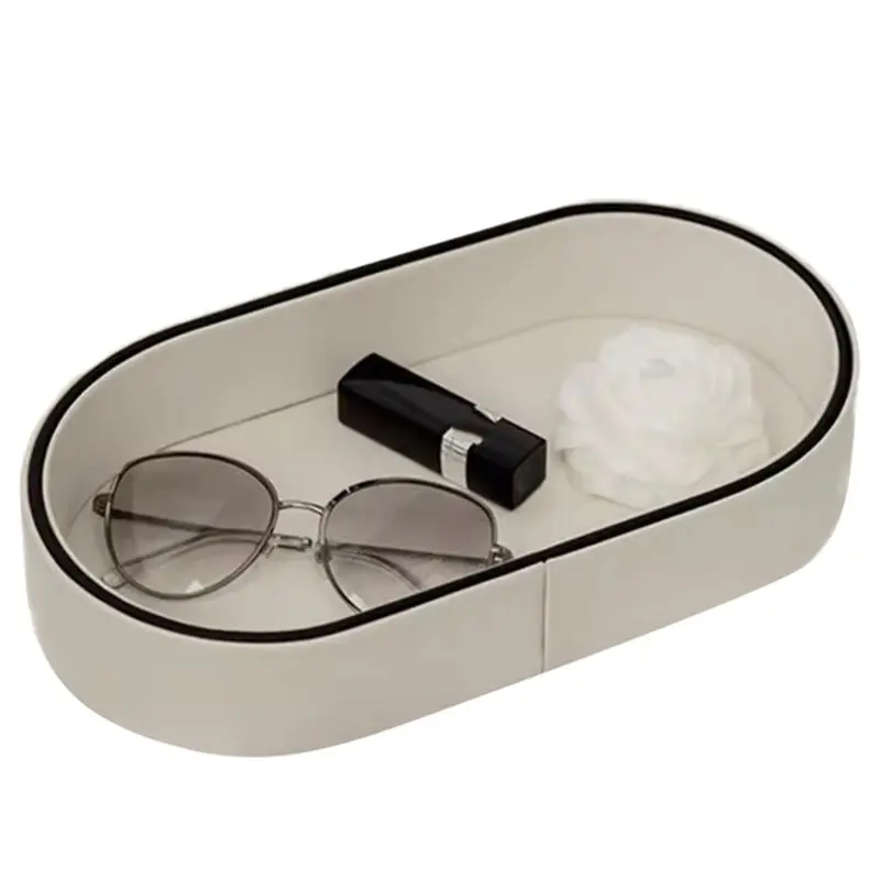 

Настольный ящик для хранения косметики из искусственной кожи, входной органайзер для ювелирных изделий, разные подносы, украшение для дома, комнаты, белый цвет