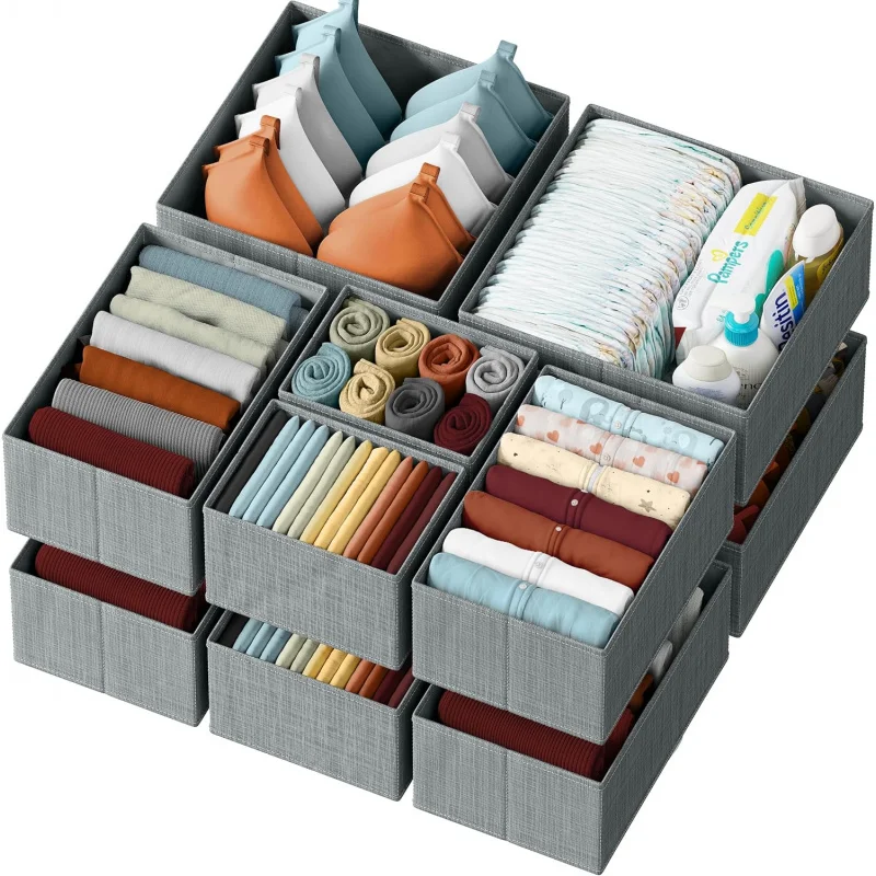 

Drawer Set of 12 Grey - Dresser For Nursery, Bedroom, Closet - The Perfect Baby Clothes Organizer an