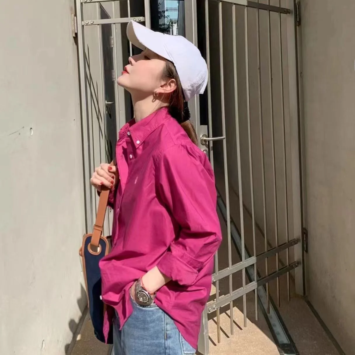 Liberline Sisy Cotton Ivy irt Damen Casual Sle Commute Faion Frühling 2023, neue lockere Passform, lang, Sve, reine Farbe