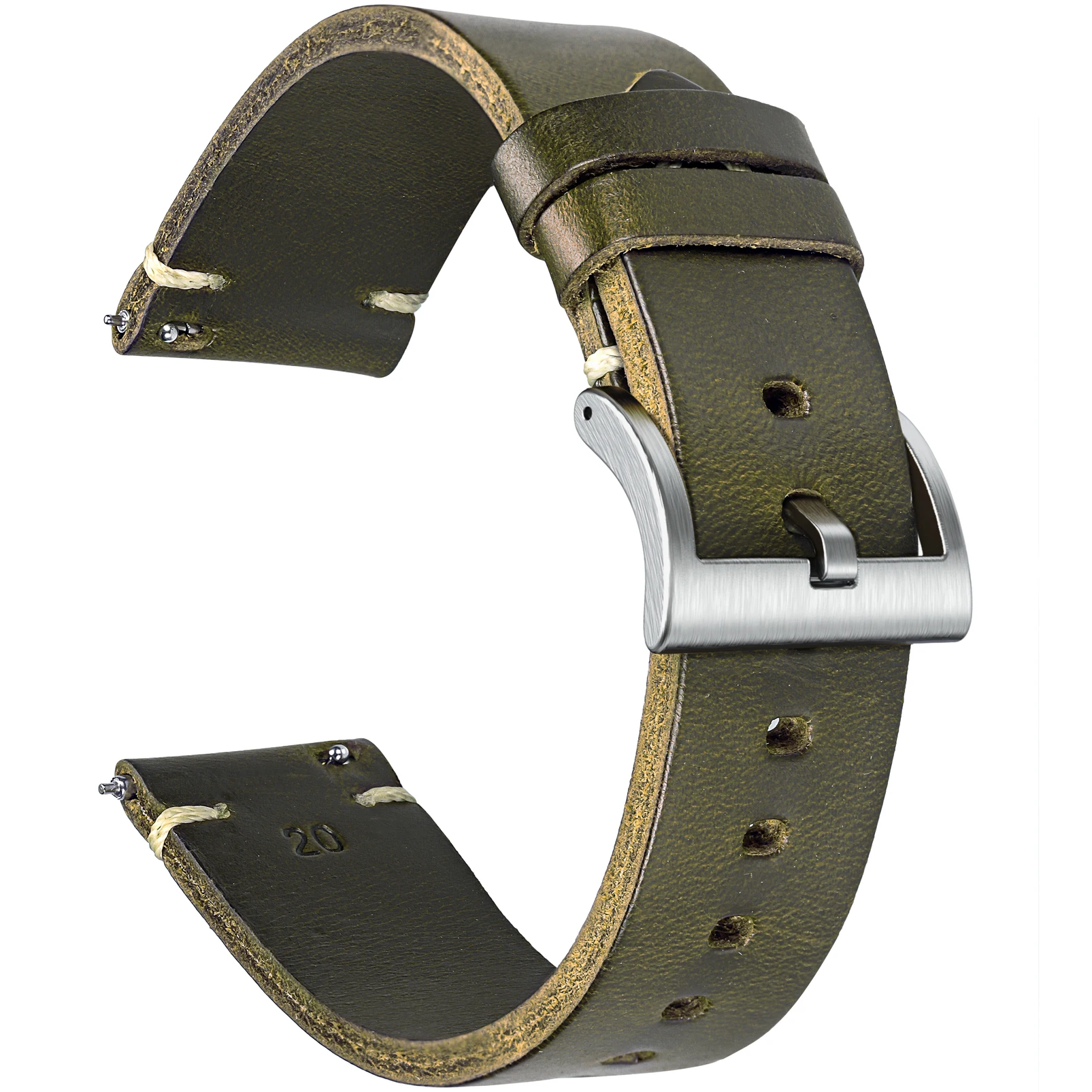 Hemsut Horse Hip Leather Watch Bands for Men Women, Horween Chromexcel Leather Quick Release Handmade Watch Strap Soft Vintag image 3