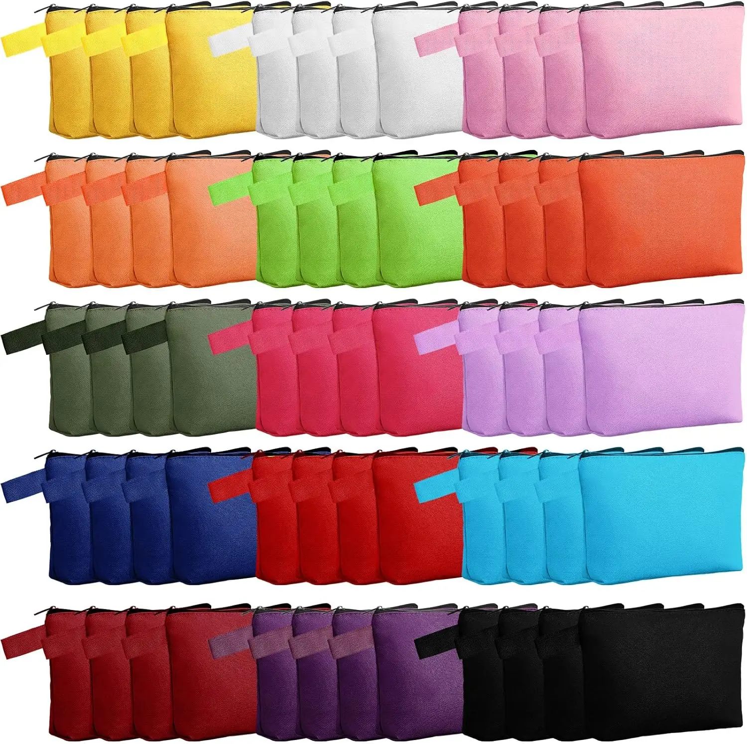 

60 Pcs Multicolor Canvas Makeup Bags Bulk Portable Travel Cosmetic Pouches Blank DIY Craft (8.6x5x2 Inch)