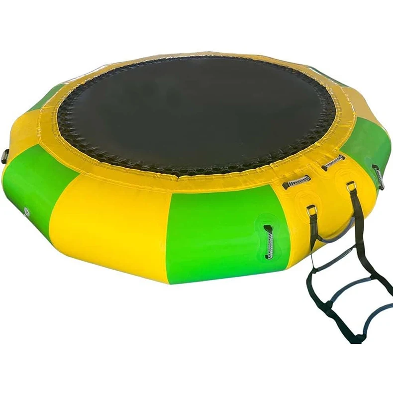 

10 Ft Inflatable Water Trampoline Swim Platform Floating Trampoline with Rope Ladder Water Trampoline for Lake Water Sportspromo