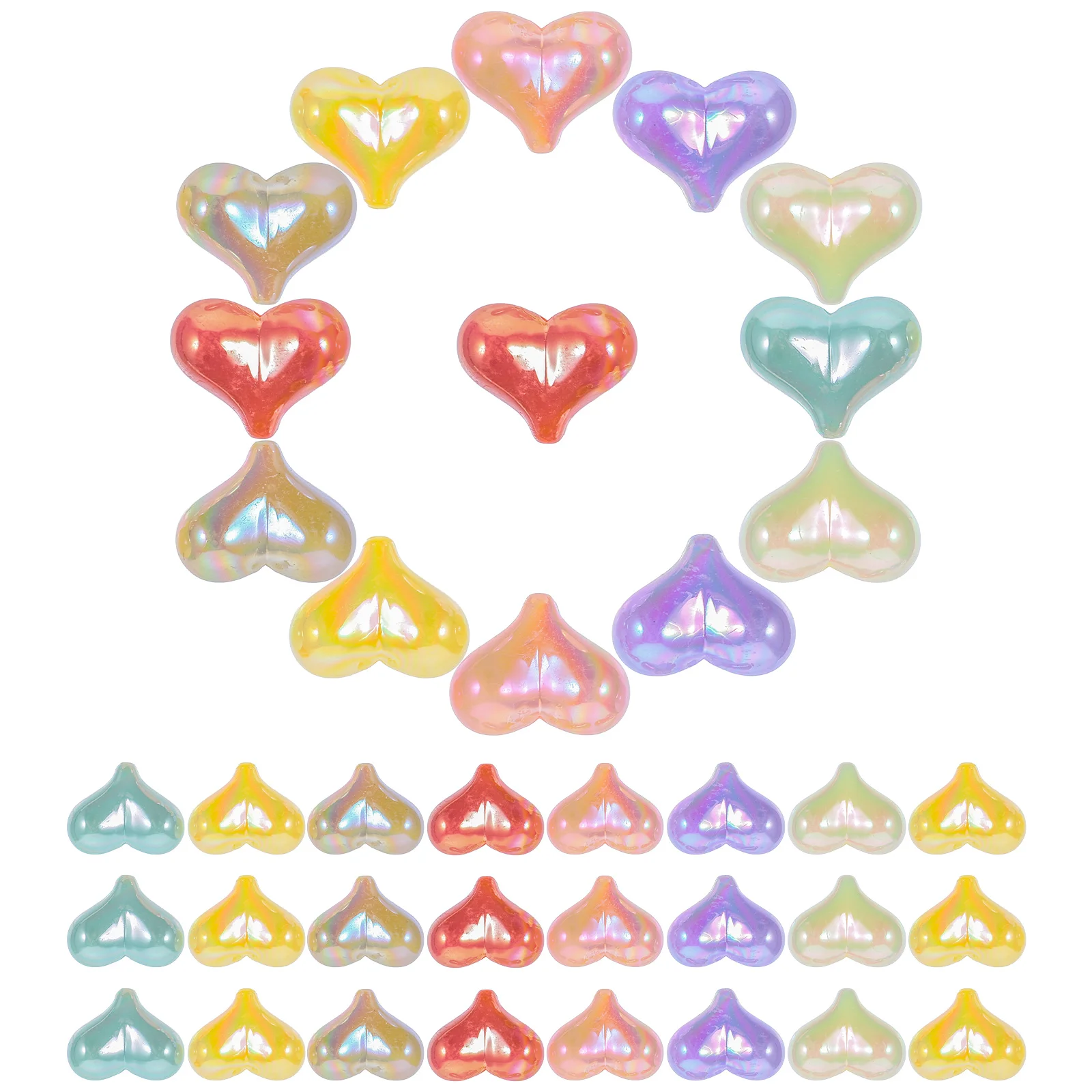 

40 Pcs Love Beads DIY Material Heart Necklace Manual Acrylic Loose Garland Charms