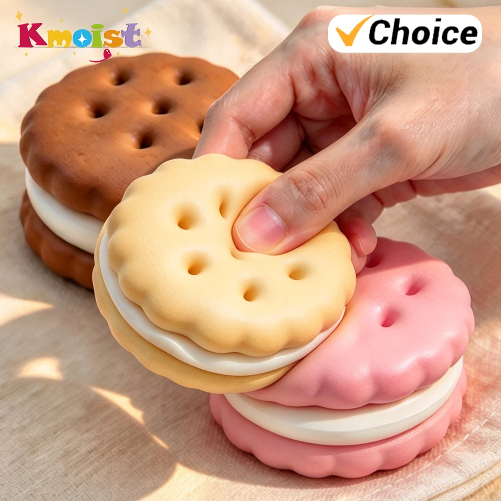 Simulated Colors Sandwich Cookie Press Relax Rebounding Stress Relief Toy Soft Food Party Presents for Adults Home Decoration