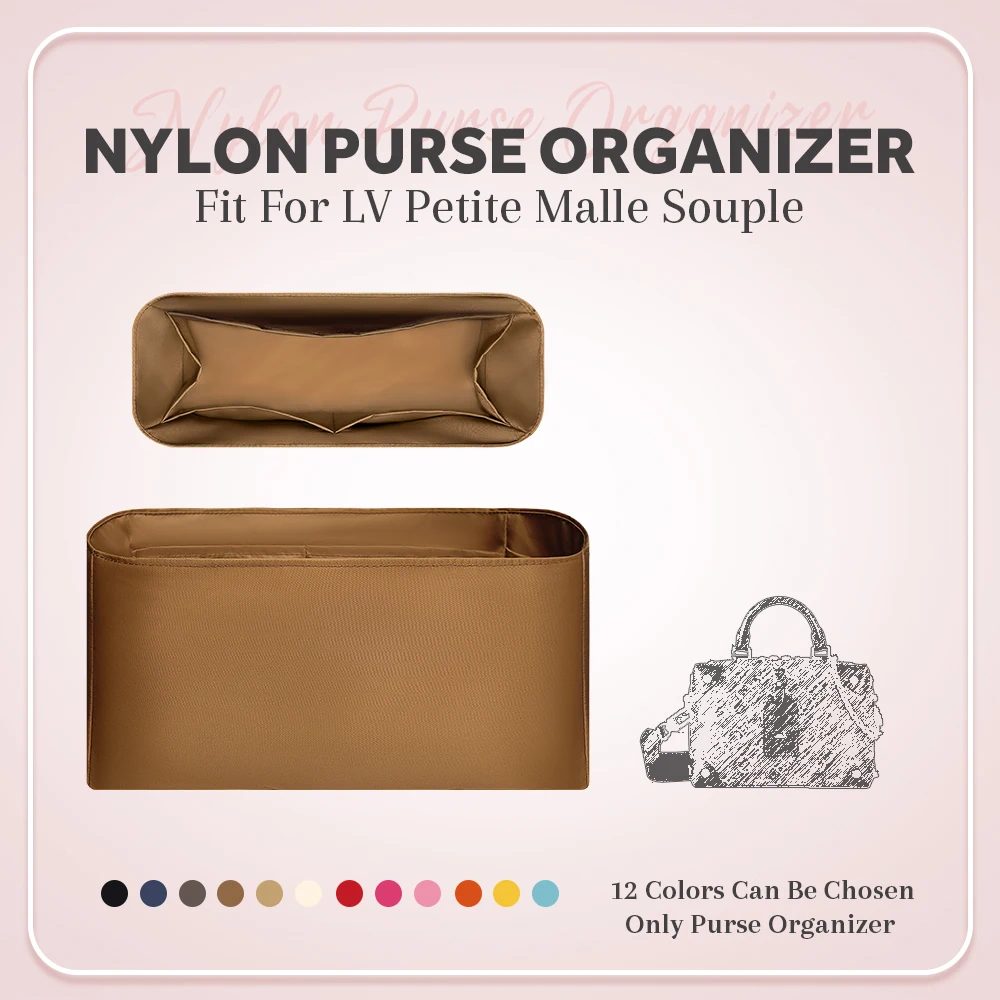 

Nylon Purse Organizer Insert, Inside Organizer Bag Fit for LV Petite Malle Souple Handbag Lightweight Inner Liner Bag In Bag