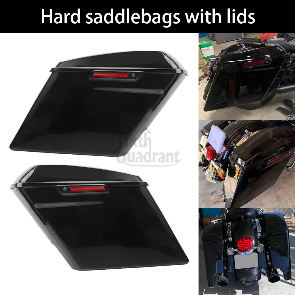 

Мотоциклетная жесткая седельная сумка с режущей конструкцией с черными защелками, черный ABS для Harley Touring Electra Glide Ultra Limited FLHTK 2014-24