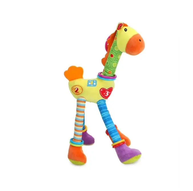 

giraffe plush baby toy Animal Handbells Rattles Plush Infant Baby Development Handle Toys Hot Selling WIth Teether Baby Toy