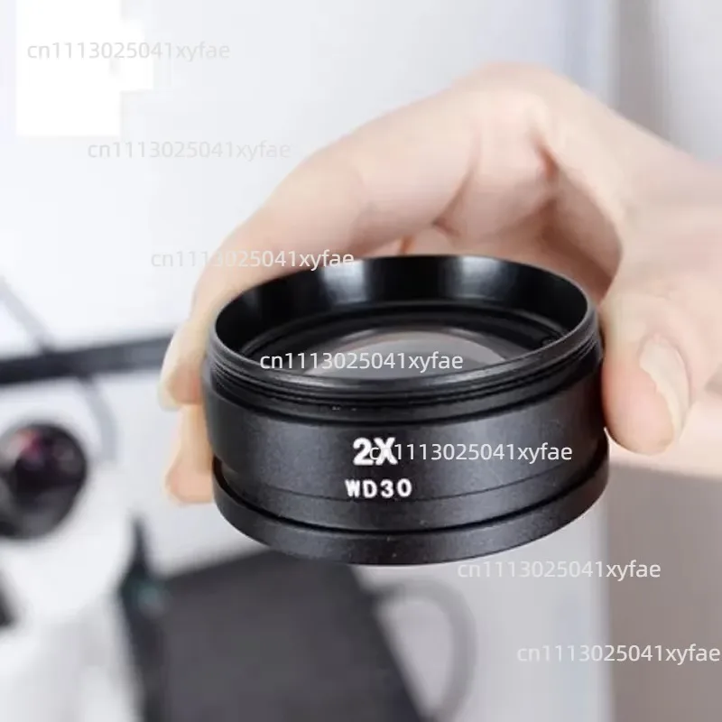 2X Zoom Stereo Microscope Auxiliary Barlow Objective Lens M48*0.75 Thread, 30mm Working Distance*