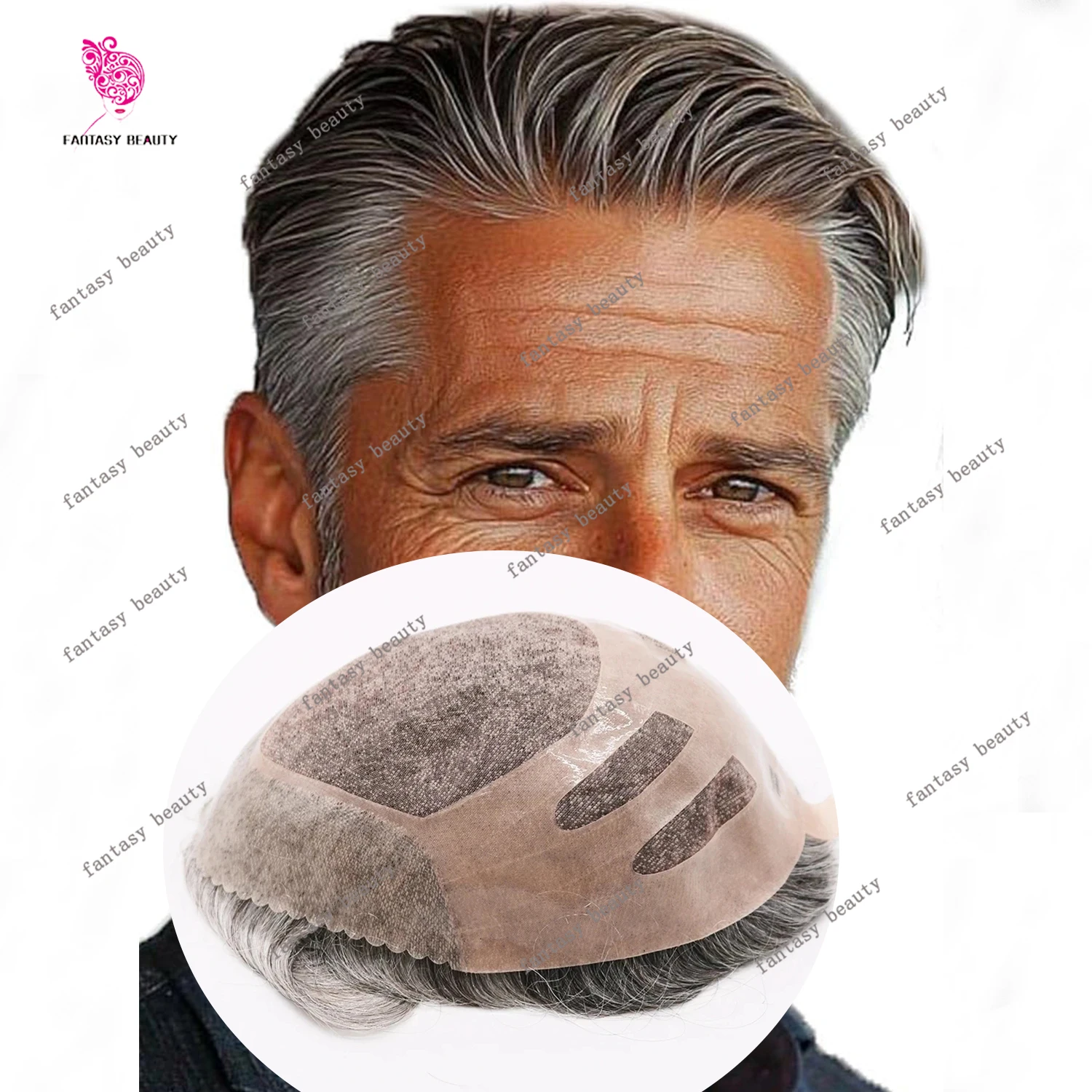 تخصيص بوند الشعر المستعار الرجال البني الرمادي # 420 1b50 نظام الشعر البشري استبدال هيربيسي تركيب شعر مستعار ذكر الاصطناعية للخسارة