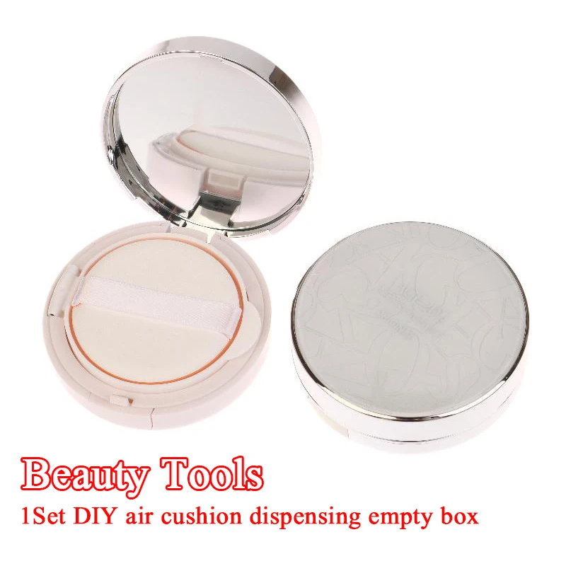 ตลับพัฟแบบมีลมขนาด 15 มล. กล่องเครื่องสำอางพกพาพร้อมฟองน้ำแต่งหน้าและกระจก สำหรับบีบีครีมและรองพื้น