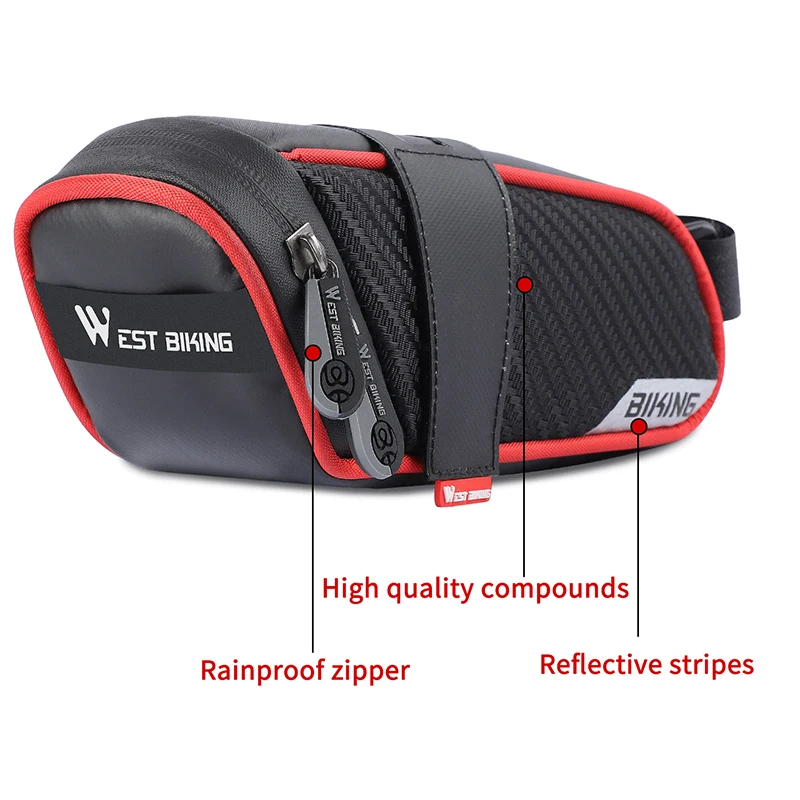 WEST BIKING Bicycle Saddle Bag Mutlifunction Rainproof Reflective Storage Seat Rear Tool Pouch Bag MTB Road Cycling Accessories