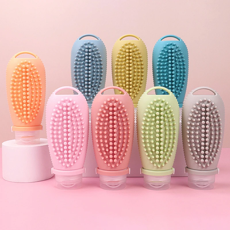 Refillable Bottle100ml Soft Silicone Lotion Container With A Brush Squeeze Tube Empty Bottle Portable Travel Shampoo Bottle