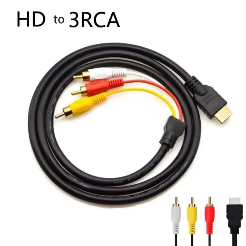 HDMI-compatible to 3RCA Cable 1.5M with HDMI-compatible 1.4 to AV Cord HD Audio Video Wire for Set Top Box