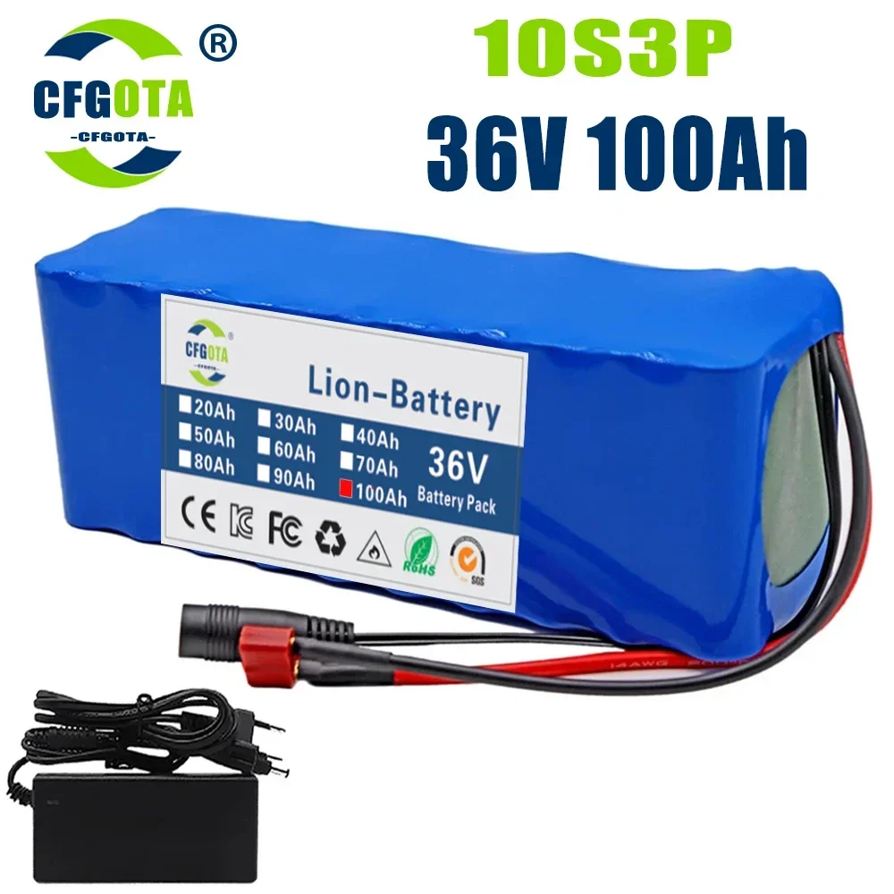 

36V lithium ion battery pack, 10s3,100Ah,dc+t connector,suitable for electric bicycles and scooters,equipped with BMS + charger