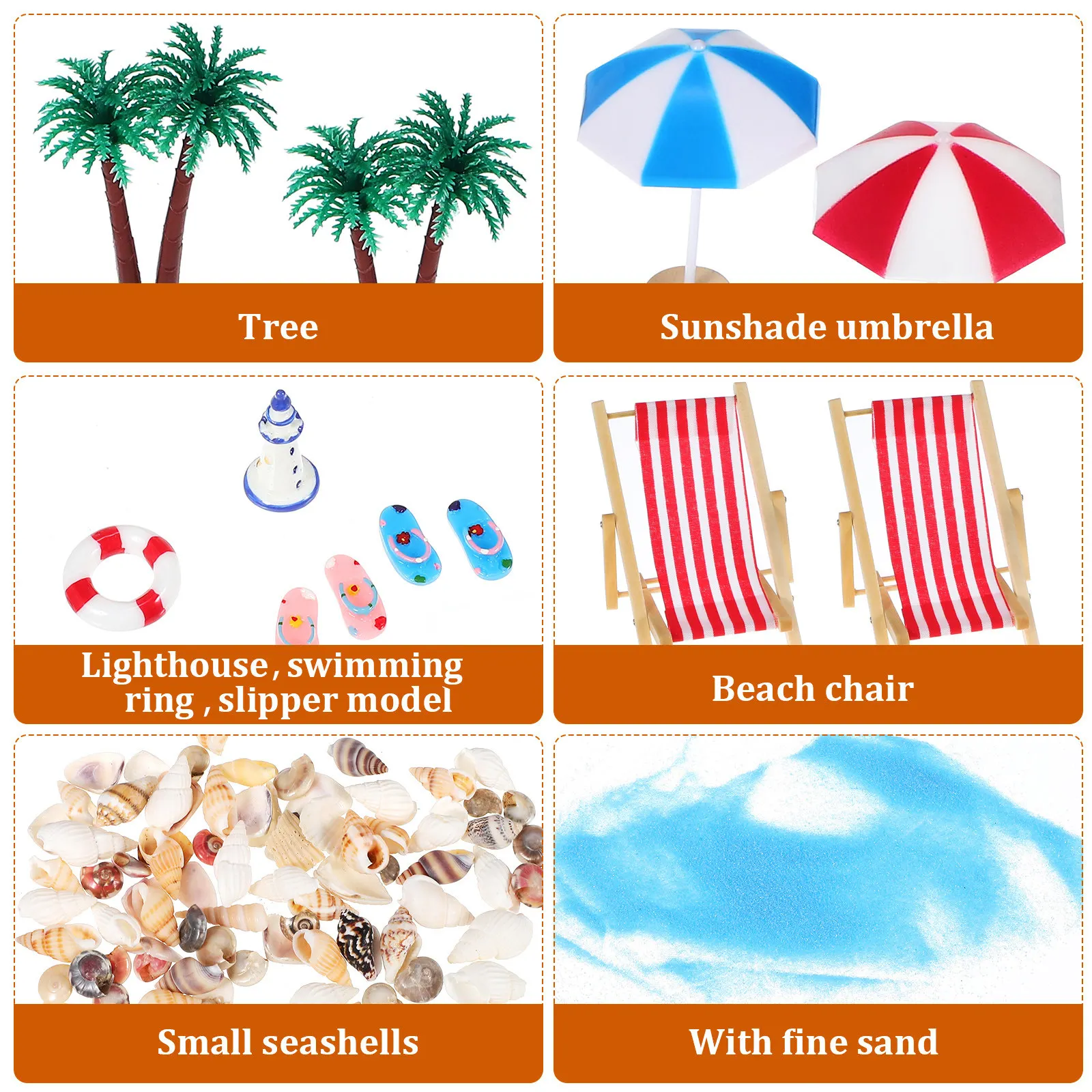 1 set Mini Beach Set Dollhouse Decorations Micro Landscape Accessories Realistic Beach Theme Miniature Furniture Safe Plastic